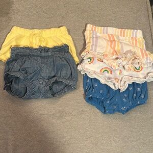 Vibrant Yellow and Blue Elastic Waist Shorts